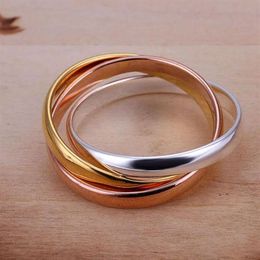 Cluster Rings Selling Size 6#7#8#9# Silver Plated Finger For Women Men's Jewellery Fashion Jewelry Three-colour Triple Ring K2585