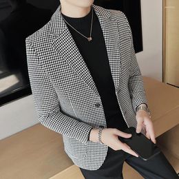 Men's Suits Autumn/winter Men Thickened Suit Jackets Trend Slim Black White Plaid Blazers Male Business Casual Party Tuxedo 3XL