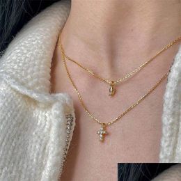 Pendant Necklaces 925 Sterling Sier Layering Necklaces Pendants Stylish Minimalist Shining Cz Zircon Cross Pendant Necklace Jewellery Ne Dhyh7