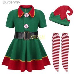 Theme Costume 2023 green Elf Girls christmas Come Festival Santa Clause for Girls New Year chilren clothing Fancy Dress Xmas Party DressL231010