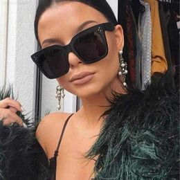 Sunglasses Black Clear Oversized Square Sunglasses Women Gradient Summer Style Classic Sun Glasses