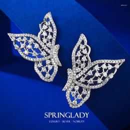 Stud Earrings Romantic 925 Sterling Silver Bowknot Lab Sapphire Gemstone Fine Ear Studs For Women Wedding Jewellery Gift