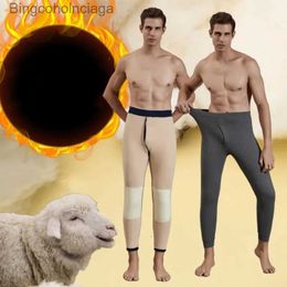 Men's Thermal Underwear Winter Men Thermal Underwear Bot Plus Size Leggings Thermos Pants Warm Wool Thick Long Johns Men's Elastic Tights PantsL231011