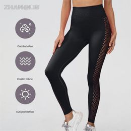 Women's Pants Sexy Leggings Yoga For Women Gym High Waist Push Up Fitness Lady Solid Colour Breathable Trousers Sports Tights