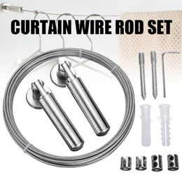 Curtain Poles 1Set Stainless Steel Wire Rod Set Rope Cable Tensioner Decorative Accessories Mayitr 231010