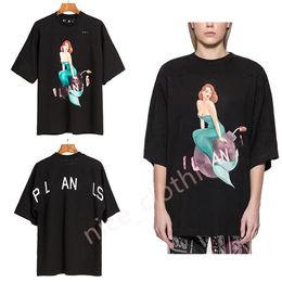 Mens Designer PA T-Shirt Luxury Brand T Shirts Print Palms Tees Womens Angles Short Sleeve Mermaid Crew Neck Tops Clothing Clothes192G