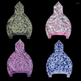 Women's Hoodies Y2k Chic American Camouflage Zipper Sweater For Women Trend Miniso Hooded Couple Loose Oversize Hip-hop 90s Tops