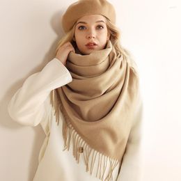 Scarves Cashmere Scarf Women's Winter Long Shawl Autumn And Thickened Solid Versatile High Grade Feeling Imitation Wool