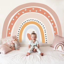 Wall Stickers Boho Large Rainbow Beige Pink Watercolour Sticker Vinyl DIY Removable Decals Nursery Girls Room Playroom Home Decor 231010