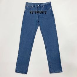 Men's Hoodies Sweatshirts VETEMENTS Embroidered Jeans Loose Blue Straight Men Women 1 1 Vetements Jeans 231010