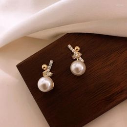 Dangle Earrings CIFbuy Personality Tide Zircon Bow Korean Design Light Luxury Pearl Fashion Temperament Women