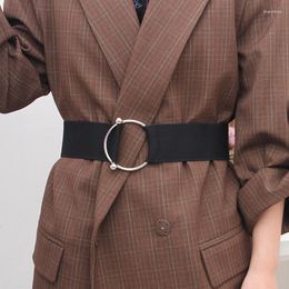 Belts Women's Waistband Elastic Cummerband Wide Dress Versatile Waist Band Black Round Buckle Coat Sweater Closure Belt