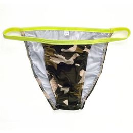 Mens String Bikini G7424 Fashional Panties Contoured Pouch Camouflage Leaves Prints Soft Comfort mens poly underwear316p