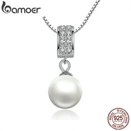 Pendant Necklaces 925 Sterling Silver Simulated Pearl Pendant Necklace Long Chain Necklace Jewelry Wedding Necklace Accessories SCN030 231010