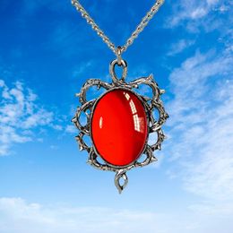 Pendant Necklaces Gothic Vintage Red/Black Quartz Crystal Necklace Frame Thorn Women's Hip Hop Punk Jewellery Christmas Wholesale