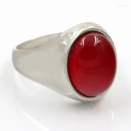 Cluster Rings Fashion Women Men Luxury Natural Stone 316L Stainless Steel Smooth Jewellery For Birthday Gifts 2023 Red Ring