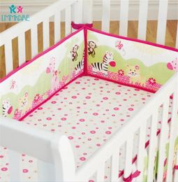 Bedding Sets Pink Baby Bed Bumpers 100% Cotton Cartoon Animal Sheet Quilt Skirt Soft Breathable Girls Crib sets 231011