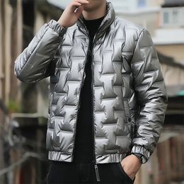 Men's Jackets 2023 New Winter Men Bright Parka Thickened Warm Waterproof Mens Clothing Thick Cotton-padded Jacket 231011