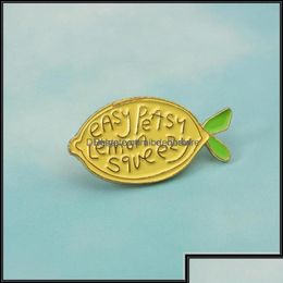 Jewellery Pins Brooches Pinsbrooches Jewellery Cute Yellow Lemon Fruit Brooch Easy Peasy Squeezy Bright Enamel Badge Backpack Lape Dhehf D Dhbct