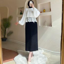 Ethnic Clothing Two Piece Set Skirt Suits Muslim Fashion Abaya Women Outfits Luxury Long Sleeve Tops And Pleated Skirts African Party