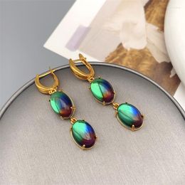 Dangle Earrings European And American Retro Long Tassel Dazzling Glass Geometric Drop For Women Exquisite Fashion Jewelry
