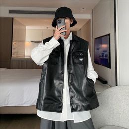 21ss classic hip hop mens vest warm comfortable higher collar high quality silk Leather padded winter outdoor sports small label j315C