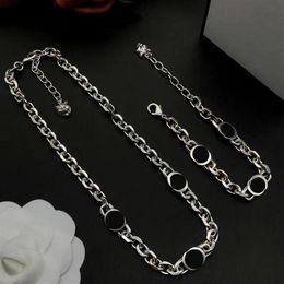 Designer Choker Necklace Fashion Men Women Stainless Steel Bracelets Cuban Silver Chain Brand Letter Pendants for Unisex Collar Hi274S