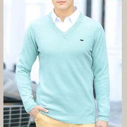 Men's Sweaters Cashmere Knitted V-neck Long-Sleeve Thick Pullover Winter Autumn Wool Base Sweater Male Jumpers Plus Size M-5XL