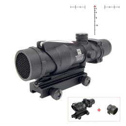 ACOG 4X32 Fibre Source Scope Red Illuminated Fibre Optics Airsoft 4x Magnifier Chevron Glass Etched Reticle with Killflash Protective Cover