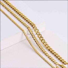 Pendant Necklaces Hip Hop Womens Men Necklac Cadenas Cubanas 18K Gold Plated Thick Cuban Link Chain Stainls Steel Drop Delivery199x