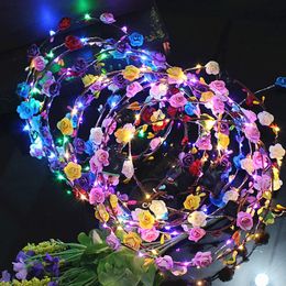 Other Event Party Supplies 1530Pcs LED Flower Wreath Light Up Crown Hair Wedding Floral Headpiece Luminous Headband Birthday 231011