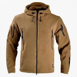 Men's Jackets Men Tactical Fleece Jacket Autumn Winter Full Zipper Military Outdoor Hooded Warm Coat Male Softshell Army