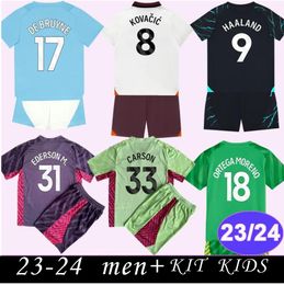 23 2024 DE BRUYNE GREALISH Kids Kit Soccer Jerseys BERNARDO KOVACIC JOAO CANCELO MAHREZ FODEN STONES Home Away 3rd Goalkeeper Football Shirts 5522