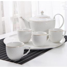 Teaware Sets Ceramic Coffee Tea Set Drinkware Nordic Relief Phnom Penh Pot Cup Tray Holder Home Afternoon Cold Kettle Water