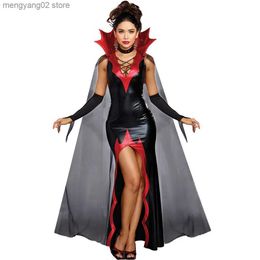 Theme Costume Halloween Cosplay Come Vampire Witch Dress Women Patent Leather Prom Magic Female Demon Role Playing Cloak Carnival Dress Up T231011