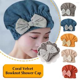 Bath Accessory Set Coral Velvet Bowknot Shower Cap Hair Quick-Drying Towel Wiping Accessories Bathroom Women's Fashionable Headban N2E3