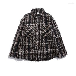 Men's Jackets American Style Classic Vintage Black Woven Causal Loose High Street Top Couple Overcoat Men Tops Male Clothes