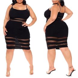 Casual Dresses XL-5XL Plus Size Women Summer Clothing Sexy Dress Fashion Black Short Sleeve Halter Club Whole Drop275E