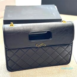 2023-Women Luxury Brand Bag Cowhide Vintage Briefcase Vintage Hardware Leather Chain Wearing Handbag Crossbody Shoulder 20cm