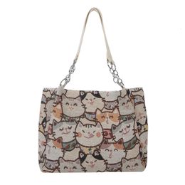 Shopping Bags Female Canvas Tote Handbags Lady's Shoulder Large Capacity Women's Lovely Cat Brand Design Bag For Women 231010