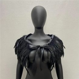 Scarves 1Pc Colourful Natural Feather Shrugs Shawl Gothic Shoulder Wraps Cape Sexy Punk Fake Collar Cosplay Party Clothing Accessories 231010