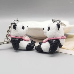 Keychains Creative DIY Panda Series Keychain Personalized Simulation Resin Women's Cute Backpack Bag Key Rings One Piece Y16012