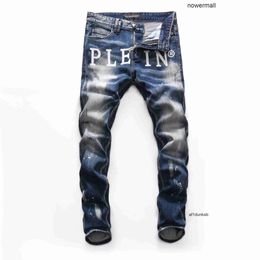 157489 Plein Philipps pp Design Distressed PINK Denim PARADISE Jeans Classic eans Fashion Casual Man Ripped Jeans Rock Skinny Moto Biker Mens MZQW