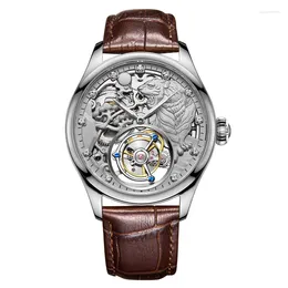 Wristwatches SEAkOSS Men's Watch Diamond Tourbillon Mechanical Luxury Sappire Glass Waterproof Clock Gold Tiger Skeleton Dial