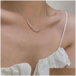 Chokers Authentic 925 Sterling Sier Collar Choker Mti Pieces Square Charms Necklace For Women Simple Link Chain Necklaces Jewelry Neck Dhevy