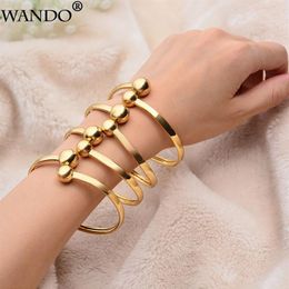 WANDO 4pcs lot Dubai wedding Party Gold Color Bangle&bracelets For Women Decoration Bangle African Ethiopian Jewelry Whole193q