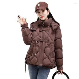 Women's Trench Coats Winter Short Cotton Jacket Women 2023 Loose Stand-Up Collar Hooded Coat Thicken Outerwear Fashion Coil Buckle Overcoat