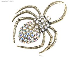 Other Fashion Accessories Golden Tone Crystal Rhinestone Spider Eerie Halloween Fall Fashion Jewelry Pin Brooch Q231011