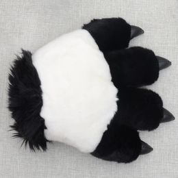 Five Fingers Gloves Q1FA Cute Simulation Panda Paw Plush Fluffy Animal Stuffed Toys Padded Hand Warmer Halloween Cosplay Costume Mittens 231010