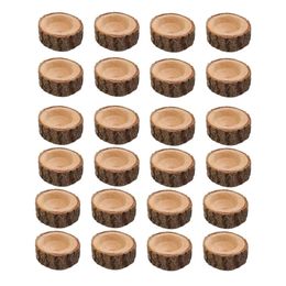 Decorative Objects Figurines 24Pcs Wooden Candle Holder Votive Tealight For Wedding Party Table Birthday Christmas Home Decor 231010